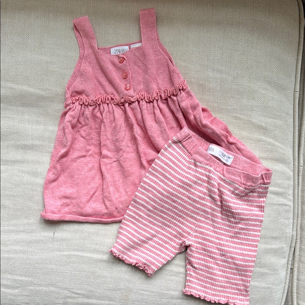 Pink Zara Baby Dress and Shorts Set